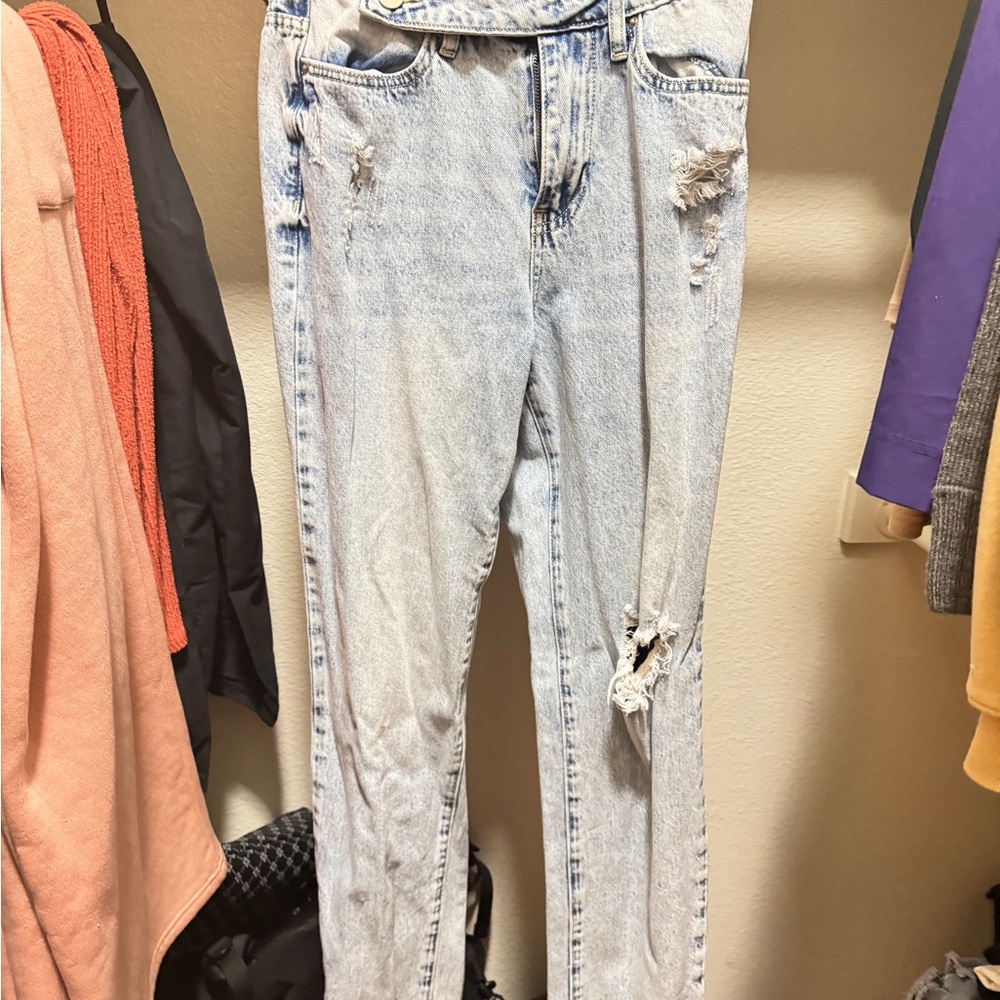 Fashion Nova Blue Skinny Jeans Distressed Style